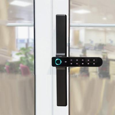 China Office Digital Fingerprint Sliding Glass Door Keypad Aluminum Frameless Smart Handles And Locks For Glass Door 100 for sale