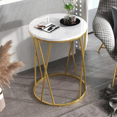 China Modern Black White Small Round Gold Marble Top X N Metal Shape Low Side Coffee Tables for sale