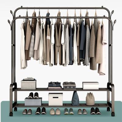 China Modern Adjustable Hat Display Coat Jacket Iron Rack (Other) Hanger Clothes Heavy Duty 2 Tier Rolling Coat Rack Drying Rack Metal Shelves for sale