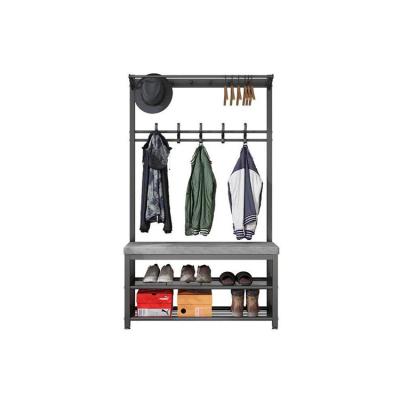 China Cheap Entryway Adjustable Space Saving Metal Rack (Other) Stacked Shoe Bench Clothes Show Coat Rack With Shelf For Entryways for sale