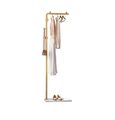 China (Other)Adjustable Vertical Standing Marble Base Clothes Rack Hanger Display Hooks Gold Hat Coat Rack Hanging Gold Metal for sale