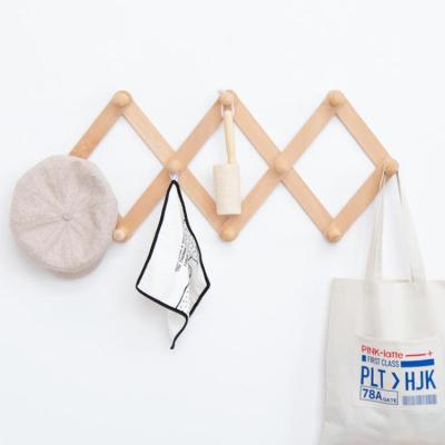 China (Other)Adjustable Hotel Restaurant No Drill Wall Mounted Wooden Coat Hook Wood Retractable Entrance Clothes Hat And Coat Rack for sale