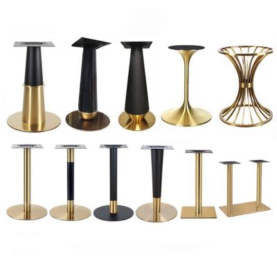 China Contemporary gold stainless steel metal furniture restaurant round dining table base frame dining table legs for sale