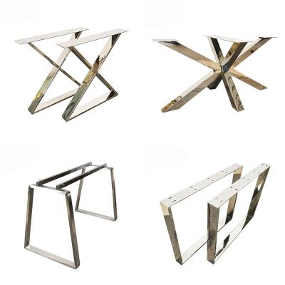 China Modern Contemporary Modern Spider Table Foot Stand Metal Stainless Steel Furniture Chrome Dining Table Frame Rectangular Square Legs for sale