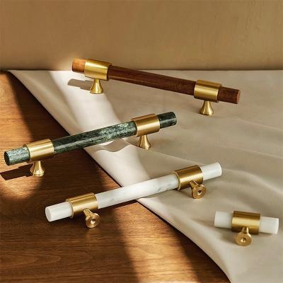 China Modern Furniture Sideboard Drawer Door Brass Knob Stones Marble Pull Handles for sale