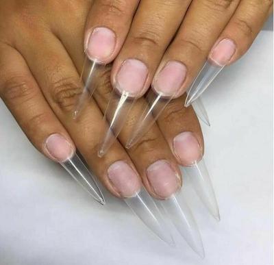 China Extra Long Salon Effect Point Stylus Fake Nail Tips Acrylic Gel Salon Half Cover Tip Nails Wholesale Bulk Price 600pcs/bag for sale