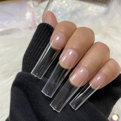 China Salon Effect 240pcs/bag XXL Square False Nail Tips Full Cover Gel Luxury Press On Nails Tip Manicure Salon Supply Bulk Clear Price for sale