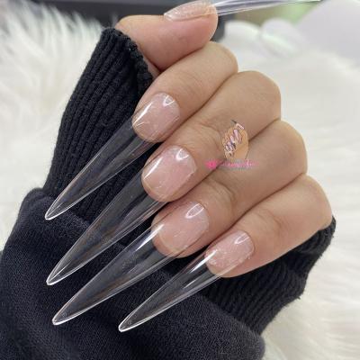 China Salon Effect 3XL Full Cover Long False Nail Tips Sculpted Clear Press On Artificial Nail Salon Manicure Supply 240pcs/bag for sale