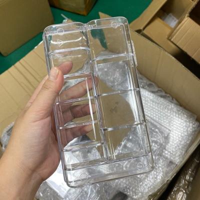 China Easy Apply Logo Empty Nail Tip Box Customized Clear Container No C XX Square Coffin Nail Tips Storage Box 11 Grids 500pcs for sale