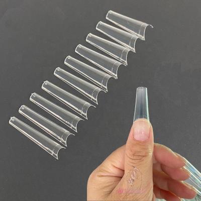 China Salon Effect XL Coffin No Straight Acrylic False Nails Art Tips C Curve Half Cover Tip Nails Nail Salon Tool 500pcs/bag for sale