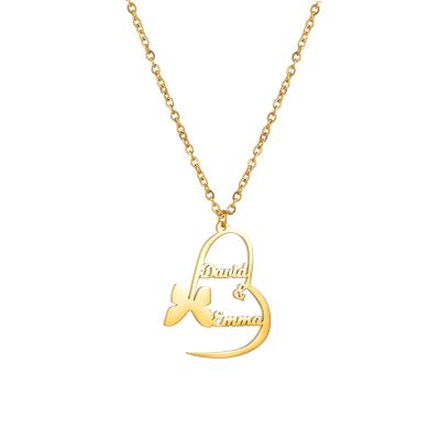 China TRENDY Personalized Custom Tiny Name Necklace Stainless Steel Heart Chain Gold For Women Nameplate Customize Necklaces Gifts Wholesale for sale