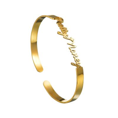 China Wholesale Fashion TRENDY Stainless Steel Name Customized Bracelet For Women 18k Gold Plating Adjustable Bracelets Personalized Jewelry for sale