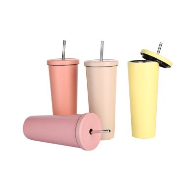 China Sustainable Free Samples OEM Reusable Metal 18 8 Stock Stainless Steel Water Bottles With Straw for sale