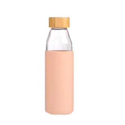 China Bulk Lid Eco Borosilicate Drinking Glass Sustainable Bamboo Water Bottle With Sleeve for sale