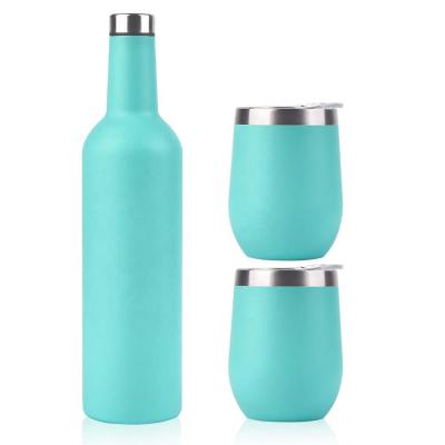 China Sustainable Reusable Wholesale Double Wall Stainless Steel Wine Tumbler Set Water Bottles for sale