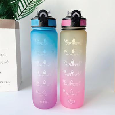 China 1000ml Sport Quality Safety Food Grade Plastic Water Bottle Viable Bpa Free Tritan With Straw for sale