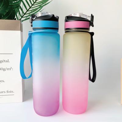 China Wholesale BPA Sustainable OEM Logo 1000ml Free Sport Plastic Water Bottle With Straw for sale