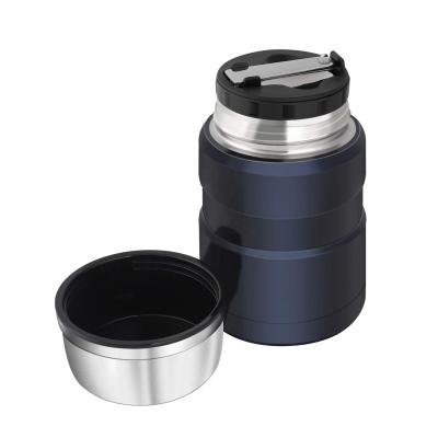 China Durable Vacuum Stainless Steel Black Thermal Insulated Metal Keep Thermos Lunch Box Hot 24 Hours for sale