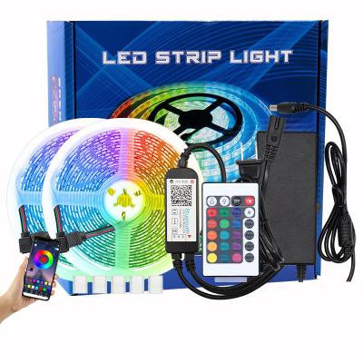 China LANDSCAPE TV Backlight LED TV Back RGB Color Changing Lighting Strip Silicon SMD 5050 15 Meter RGB LED Light Strip With Remote And Phone for sale