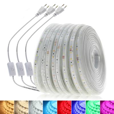 China 220V IP67 Residential LED Tape 2835 Security High Brightness High Brightness LED Light Green-Blue Red-Pink Flexible Green-Blue Waterproof Strip Light for sale