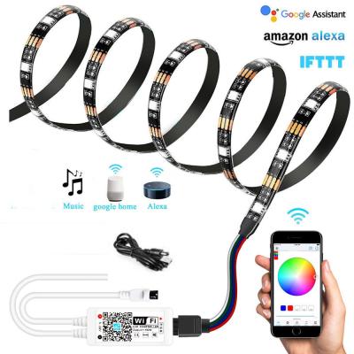 China Wireless WiFi Smart USB LED Strip 5050 RGB LED Strip 5V RGB Residential Magic Home Flexible Desk Light Color TV Background Variable Lighting for sale