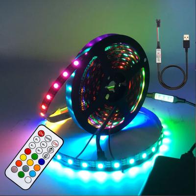 China DC5V WS2812B USB LED Individually WS2812b Residential Strip RF Controller RGB 5050 Strip Light Pixel Remote Accessible Led Strip Lights for sale