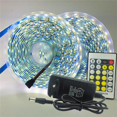 China DC12V 5050 Dual LED 5M Cold White Warm LED Strips Residential White Flexible Remote Control Led Strip 24key TDC 5050 Strip Lights TDC for sale