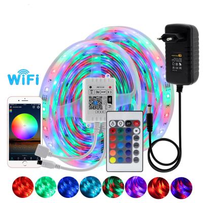 China LANDSCAPE LED RGB Strip Light 5050 5M 10m 15M 20M RGB Color Variable Flexible LED Light Strip IR WIFI RGB LED Remote Control Strip for sale