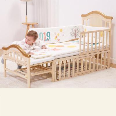 China Foldable 4 in 1 Convertible Wooden Baby Crib Hutch / Foldable Crib Baby Hutch crib for sale