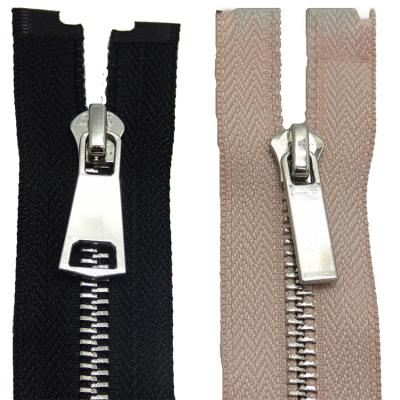 China YAB viable zipper factory sales 5# alloy metal open coat zipper strong teeth alloy metal zipper for sale