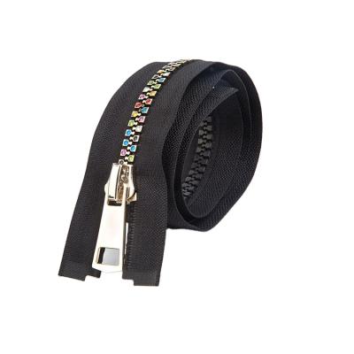 China 8# Fashion Viable Wholesale Colorful Apparel YAB Decorative Zippers Resin Diamond Zip for sale