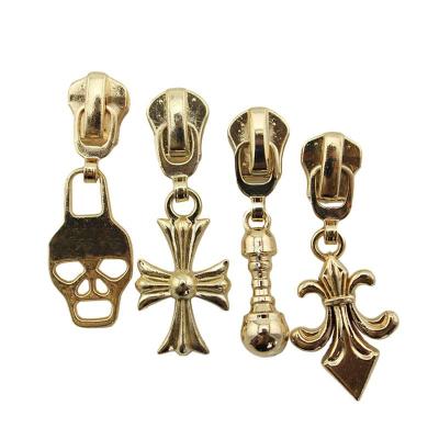 China Custom Nickel Free Metal Zipper Ends Key Zipper Sliders Puller With Letter Logo For Clothing And Bags for sale