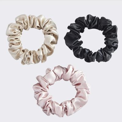 China Custom Silk Scrunchies Logo Elastic Scrunchy Hair Accessory Satin Hair Ties European and American Style for sale