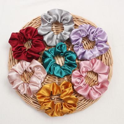 China Women's Colorful Silk Hair Elastic Hair Scrunchies With Private Label Hair Silk Band for sale