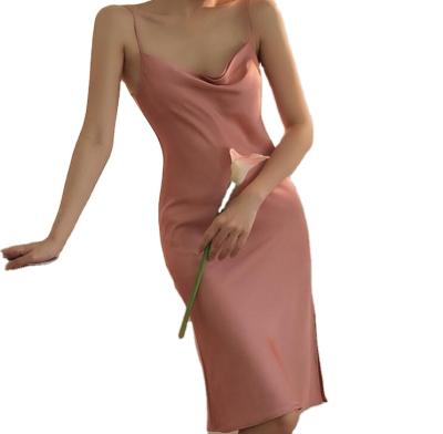 China Wholesale Breathable Silk Pajamas Women Silk Nightgown Factory Soft Suspender Skirt for sale