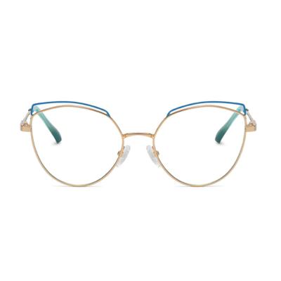 China 2021 Fashionable Computer Glasses Anti Blocking Blue Light Optical Sight Glasses Metal Shape Eyeglass Women Cat Eye Eyewear MZARD Wholesale for sale