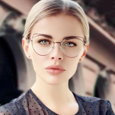 China Fashionable Optical Eye Spectacle Metal Eyeglasses 2021 Blue Light Blocking Cat Eye Women Computer Glasses Anti M503 Wholesale Ready To Ship for sale