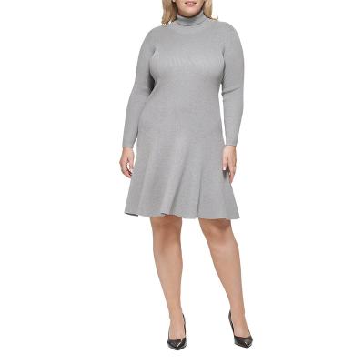 China Fashion Design Fashion Design Women's Long Sleeve Tortoise Neck Clothes Long Sleeve Crew Neck Dress Ladies Stretch Plus Size Women's Dresses for sale