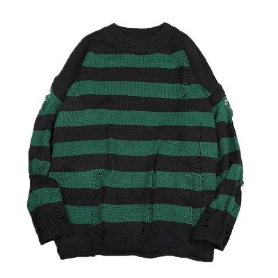 China Anti-Wrinkle Fashion Crew Neck Knitted Patchwork Oversized Round Men's Sweater Men's Cotton Designer Knitted Neck Sweater Custom for sale