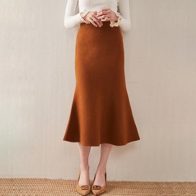 China Wholesale Custom Breathable Embroidery Tail Mermaid Women's Cashmere Woolen Cashmere Casual Knitted Skirt for sale