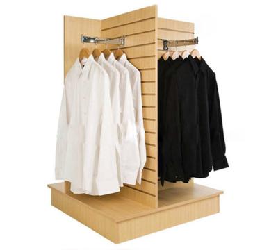 China MDF Wooden Display Factory Custom Clothing Rotating Wooden Display Stand for sale