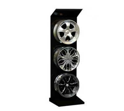 China High Quality Wooden Car Famous Store MDF Wheel Rim Display Rack Tire Display for sale