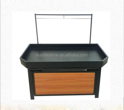 China Eco - Friendly Wooden Metal Supermarket Fruit Vegetable Display Stand / Display Rack for sale