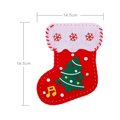 China Custom Vintage Santa Felt Socks Ornaments Christmas Stocking Candy Bag Materials DIY Environmental Christmas Materials DIY Supplies 2021 For Baby Kid Kindergarten for sale