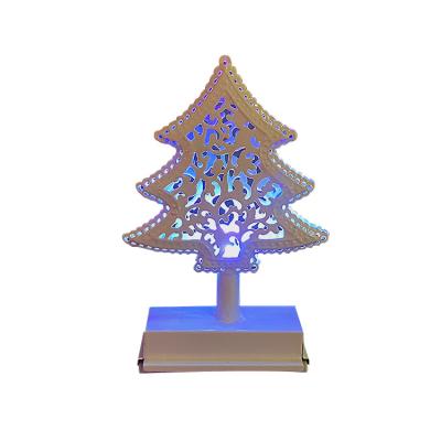 China Merry Christmas Environmental Materials Tree Star Craft LED Metal Gift Lamp Party Supplies Battery Operated Whetstone Desktop Decoration for sale