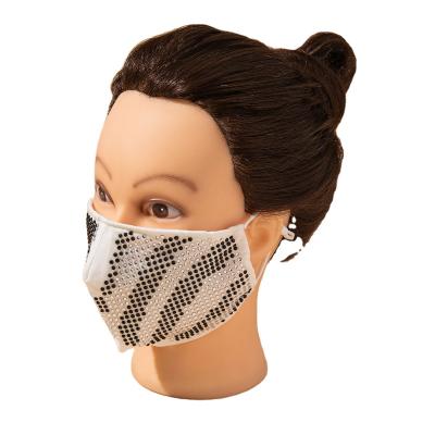 China Reusable Washable Cotton Materials Diamond Printed Custom Logo Designer Adult 3ply Environmental Party Mask Materials Cotton Face Covering Face Cover For Decor for sale