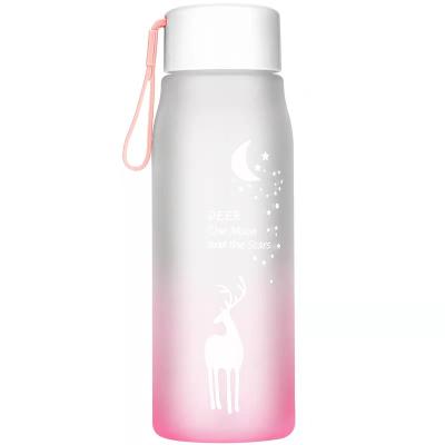 China Matte Cup Juice Milk Cold Water Sports Clear Outdoor Plastic Travel Portable Stored Bottles With Rope for sale