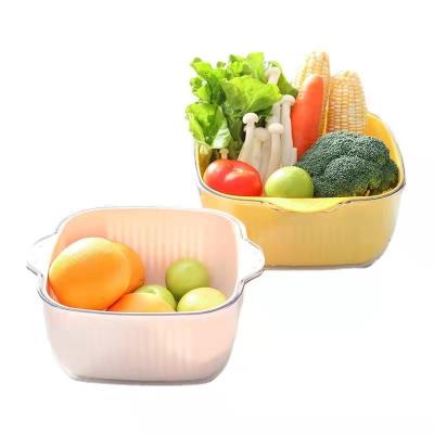 China 2021 Kitchen Viable Multi Hot Vegetable Fruit Size Business Wash Double Layer Multifunctional Drain Basket for sale