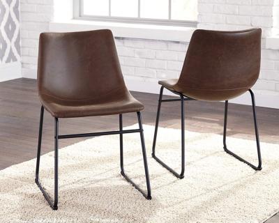 China Morden Ashley Furniture Signature Design - Centiar Dining Chairs - Set of 2 - Mid Century Modern Style - Black Metal Base - Brown Faux for sale