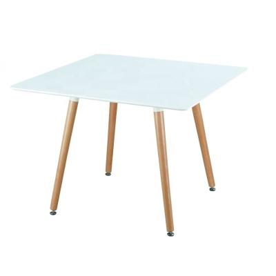 China Good Quality Modern MDF Top With Wooden Legs Beach Hotel Dining Table for sale